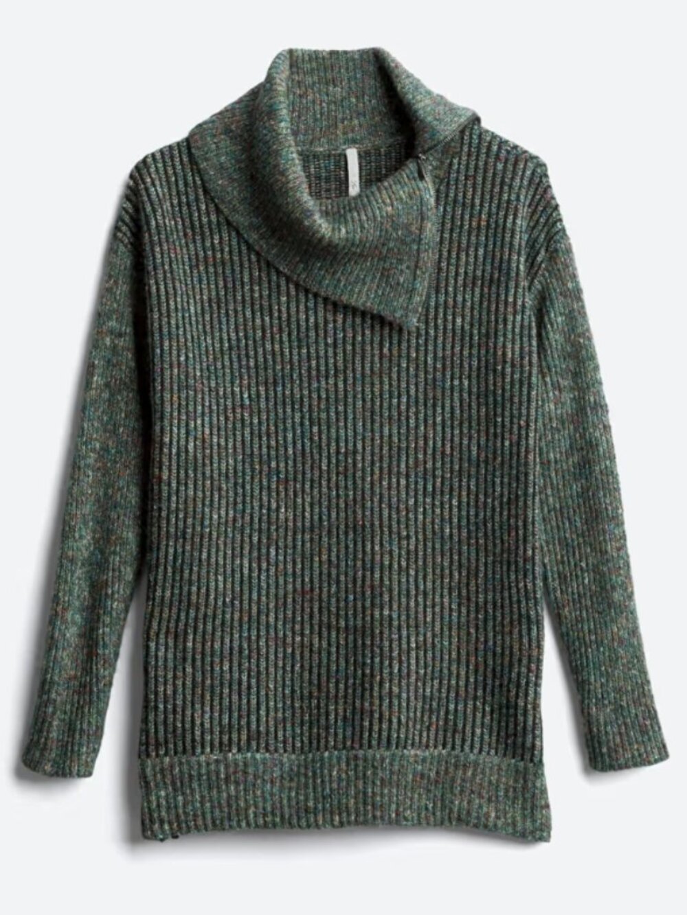 Leo & Nicole Tamra Cowl Neck Zipper Detail Cotton Blend Pullover Medium